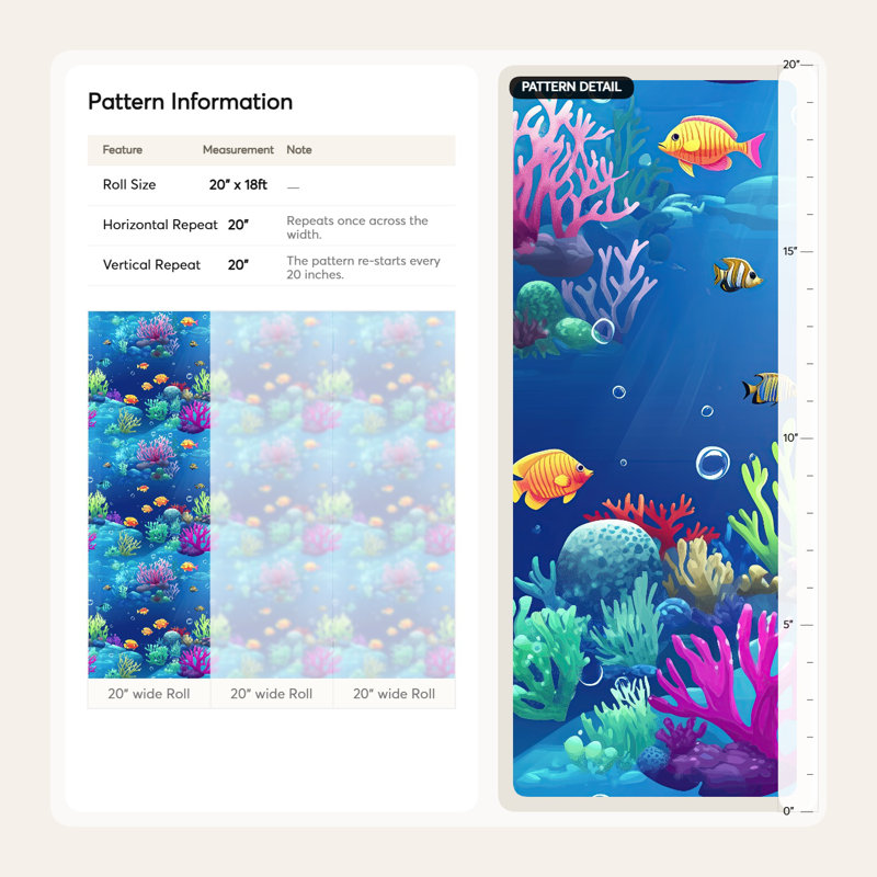 Papier peint tropical avec motif de poissons océaniques
