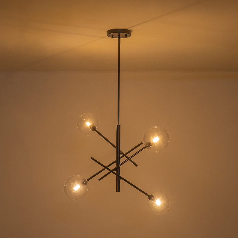 Lustre mobile en verre 4 lumières Spoutnik, Noir