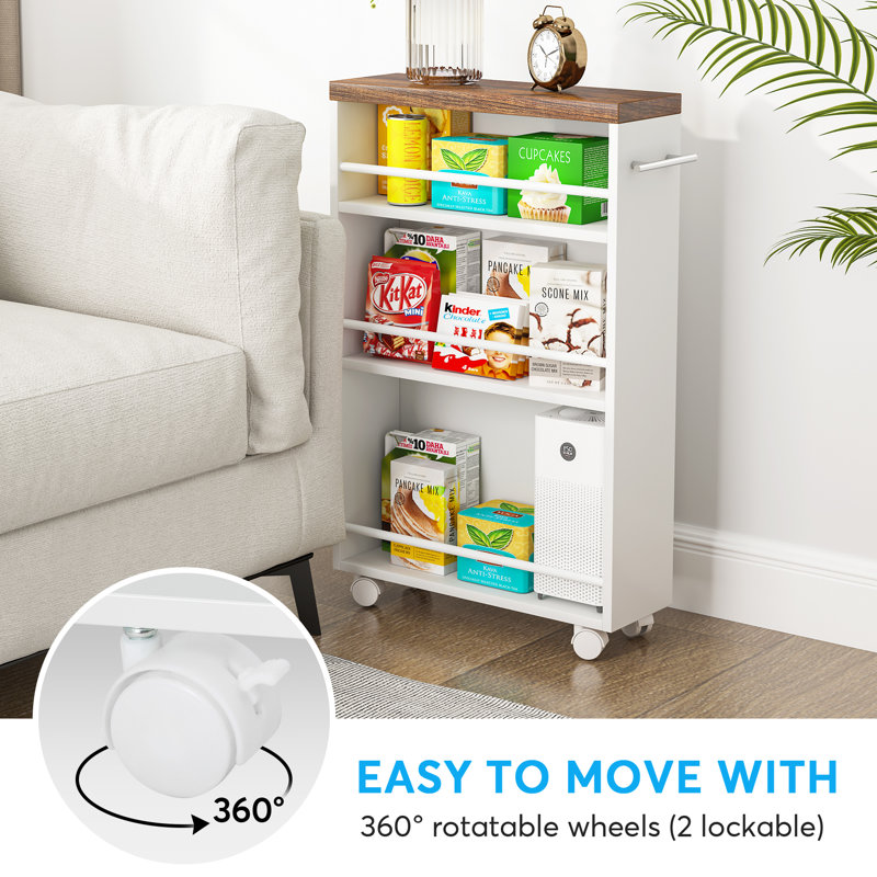 80cm H x 50cm W Utility Cart with Wheels, White