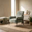 Chaise d'appoint moderne en tissu rayé avec structure en métal noir - Chaise longue rembourrée confortable pour le salon, la chambre à coucher ou le bureau