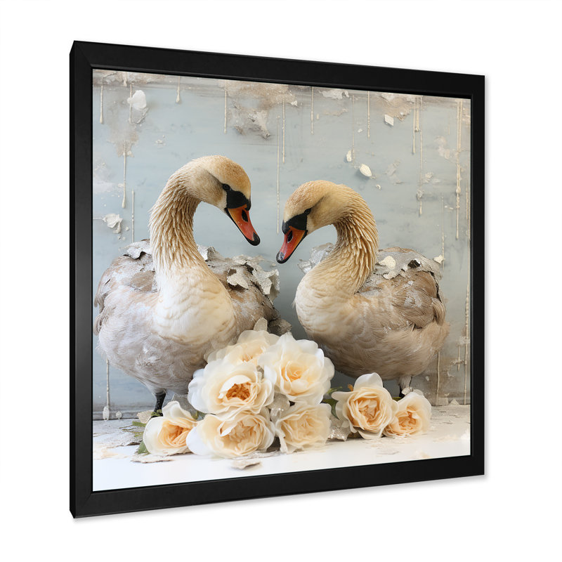 Blooming Swan Beauty - Swans Animal, art mural, Noir, H 16 po x l 16 po