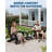 Folding Adirondack Chair Set of 2 with Side Table, All-Weather HDPE Outdoor Chair, Wooden Textured with Cup Holder for patios, Decks, Gardens, fire pits, Black-440781134