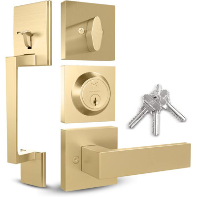 Mega Handles Tobelle Square Keyless Interior Door Handle Set with Lock | Reversible Lever for Bedroom, Bathroom, Closet, Hallway | Heavy Duty Design