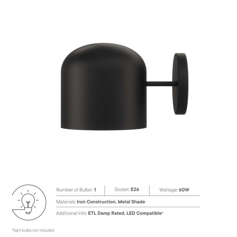 Black Modern Dome Shade Wall Sconce
