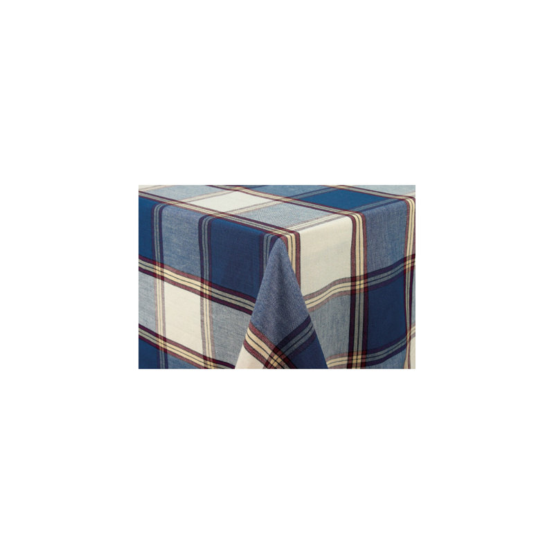 Manz Plaid 100% Cotton Tablecloth, Rectangular 72" x 52", Navy