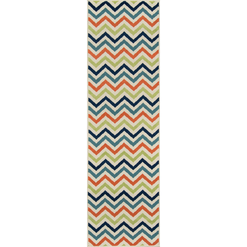 Irita Chevron Indoor / Outdoor Rug, Runner 2'3" x 7'6"