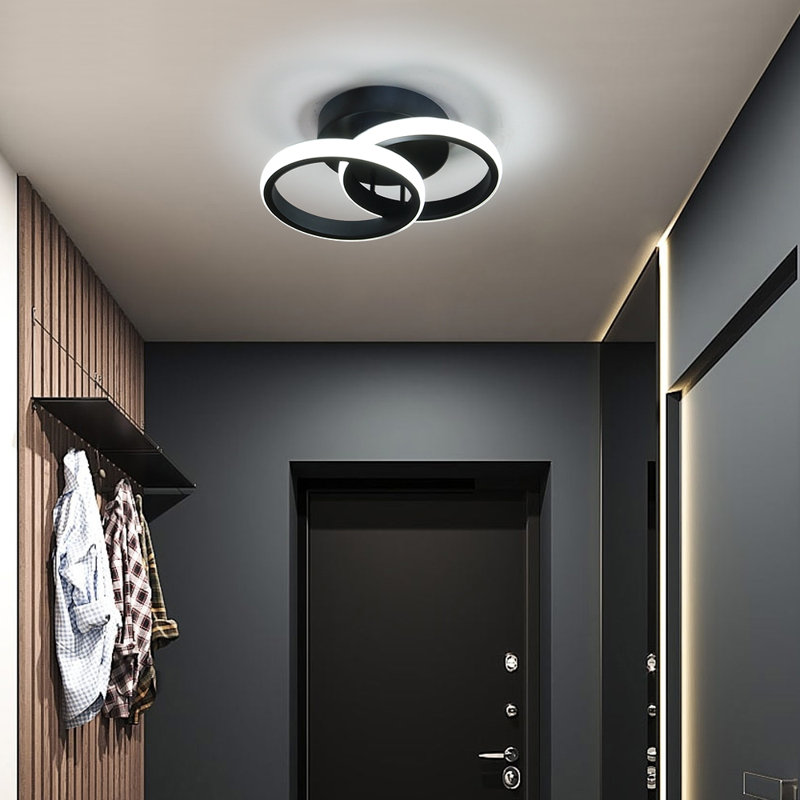 Verbrande 2-Light 25cm LED Integrated Semi Flush Mount, 6000K, Black