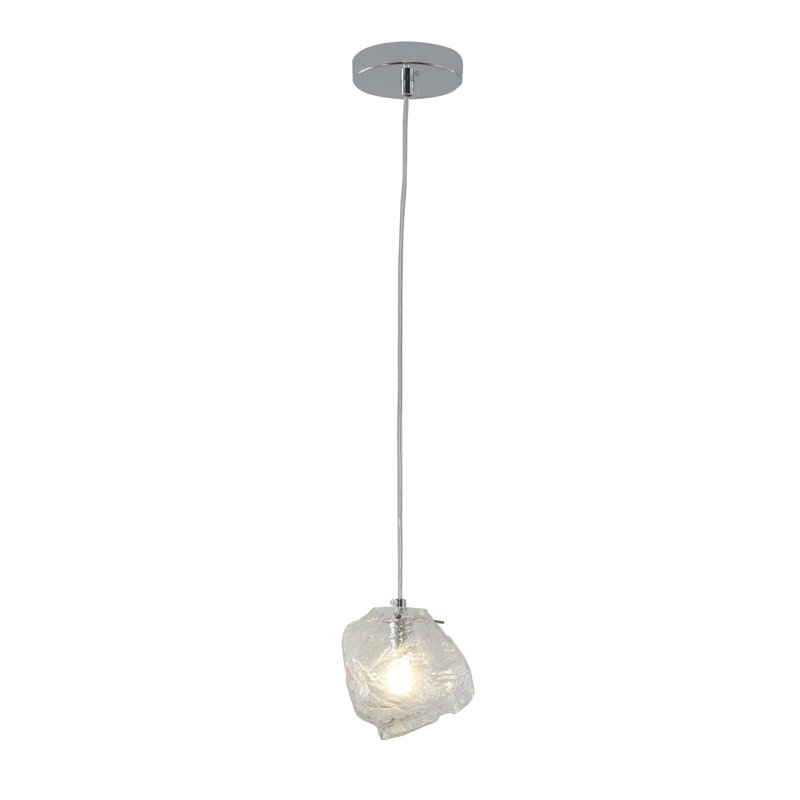 Luminaire suspendu en verre 1 lumière Transitional, Chrome