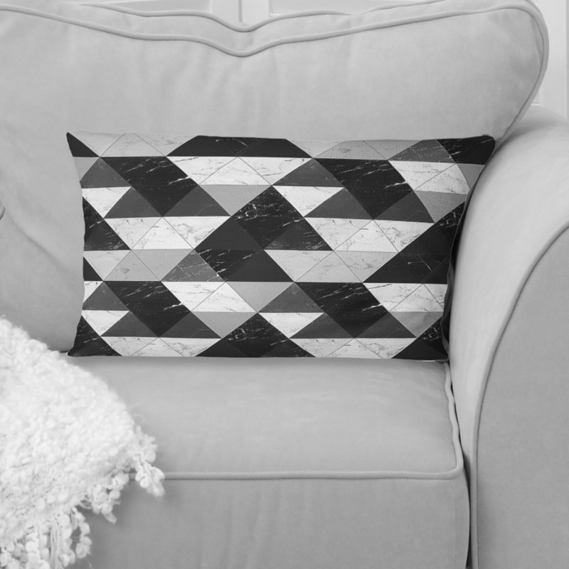 Black White Triangle Patterns IV - Modern Lumbar Pillow