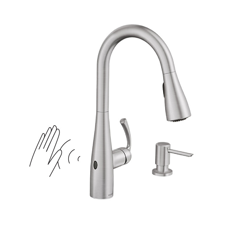 MOEN Essie Touchless 1-Handle Pull-Down Sprayer Kitchen Faucet with MotionSense Wave and Power Clean in Spot Resist Stainless