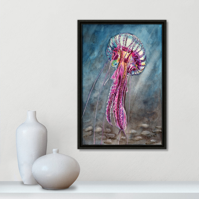 Imprimé «Jelly Fish» par Mike Ragan pour , H 19,5 po x l 13,5 po, Espresso