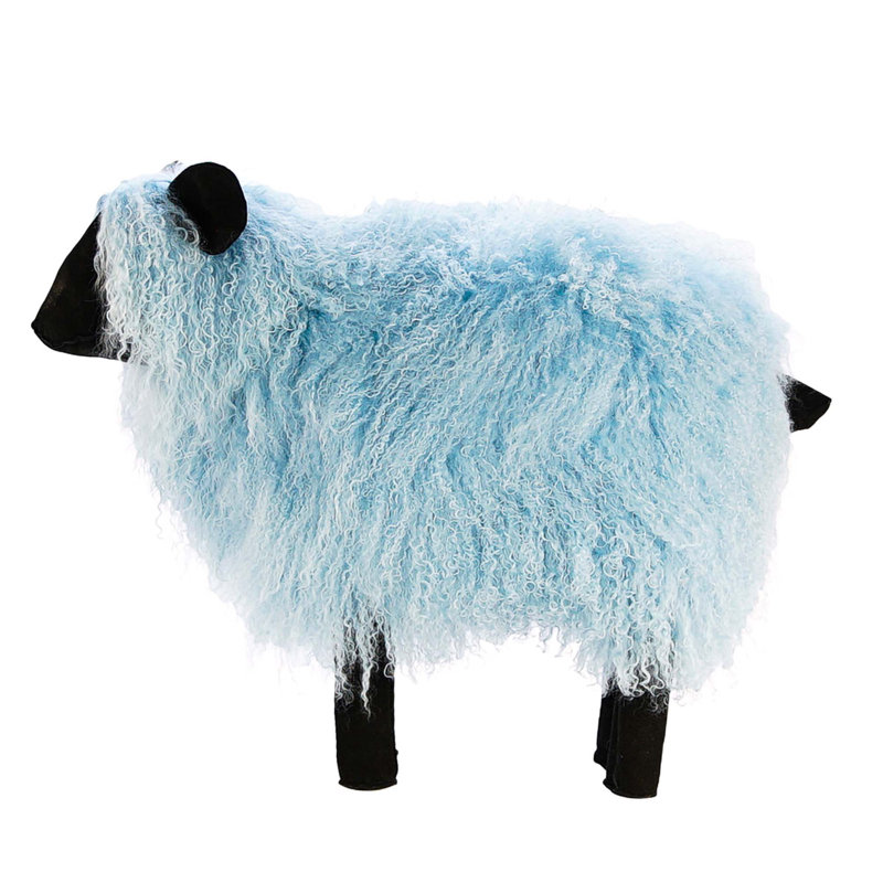 Handmade Tibetan Lamb Sheep Figurine by Outpost Original, Medium, Baby Blue