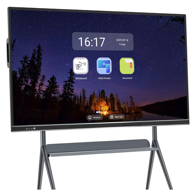 JYXCN Smart Board 75 po Pro 4K, système tactile double sans fil, système à 8 micros et haut-parleurs de 20 W pour le bureau de classe (avec fixation murale incluse)