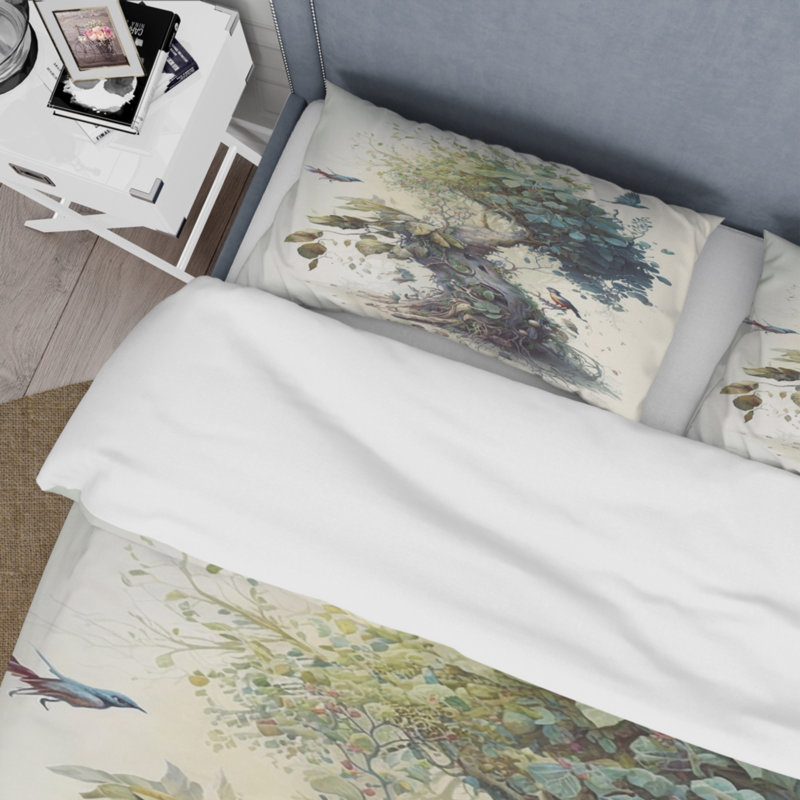 Ensemble de housse de couette en microfibre / polyester Tree In Nature, Housse de couette simple + 1 taie décorative stan
