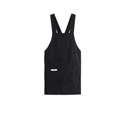 Water Resistant Soft Nylon Apron, Adjustable H Back Strap With Large Pocket For Gardening Cooking, 27.6x25.6in Black