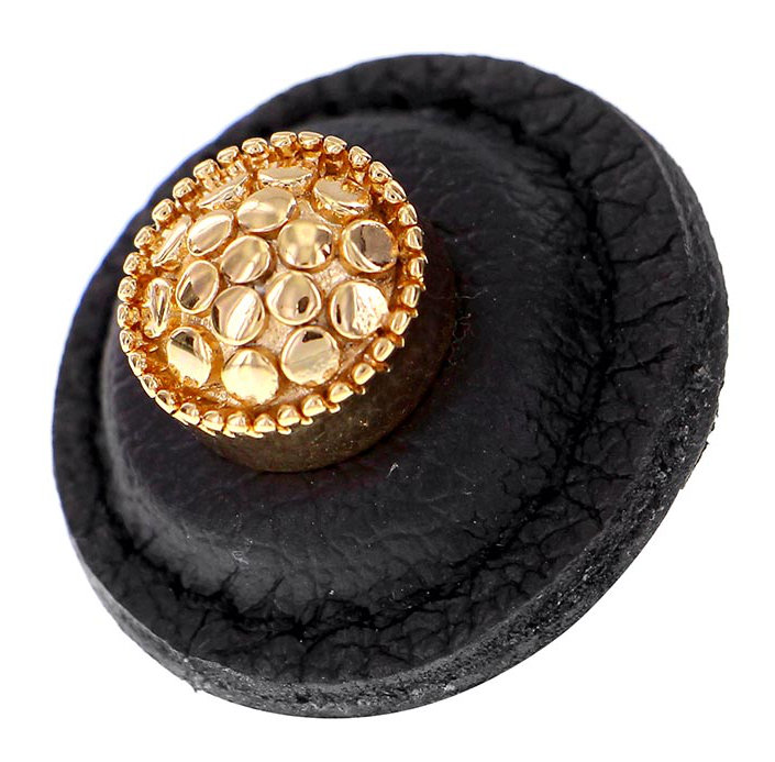 Poignée champignon Tiziano de 1 1/4 po de diamètre, Or poli, Noir