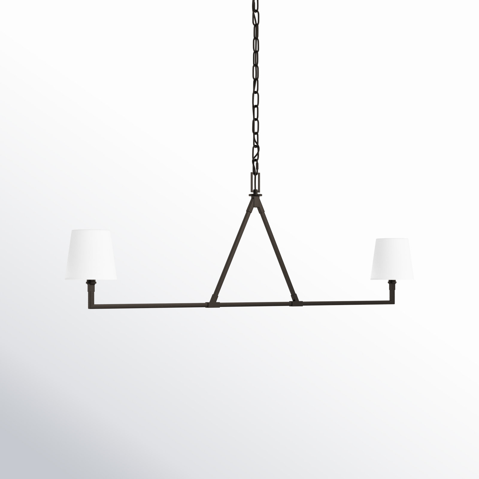 2 - Light Dimmable Linear Chandelier, Aged Iron