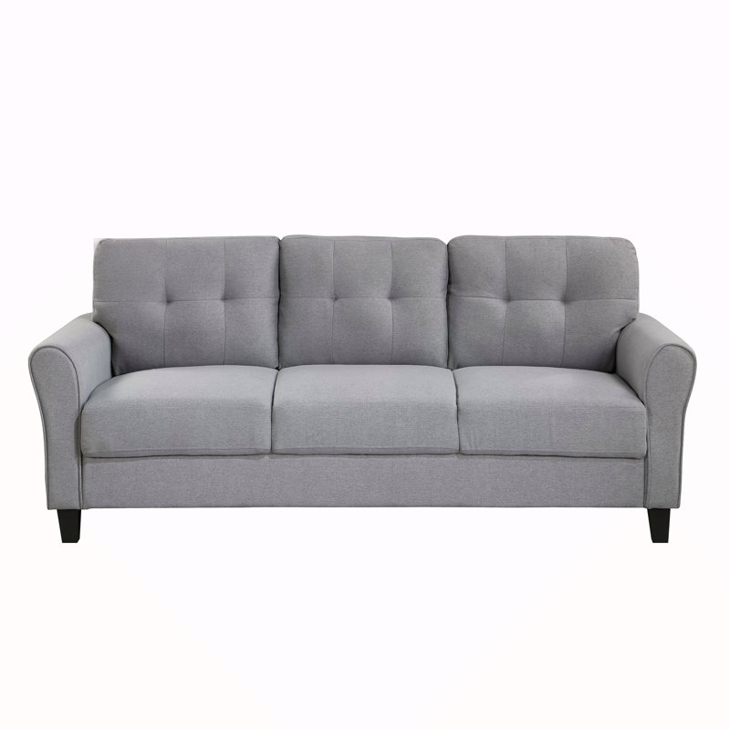Canapé 3 places rembourré en lin gris-bleu moderne, confortable et durable pour la maison ou le bureau, Bleu clair