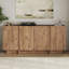 Élégante console, pin atlantique et anthracite, 70,9 po x 31,5 po x 17,7 po | 100% panneau de particules enduit de mélamine, épaisseur: 0,7 pouce | Charnières à fermeture en douceur, plusieurs tablettes, finition brun rustique, parfait pour le vestibule et le salon-1441276437