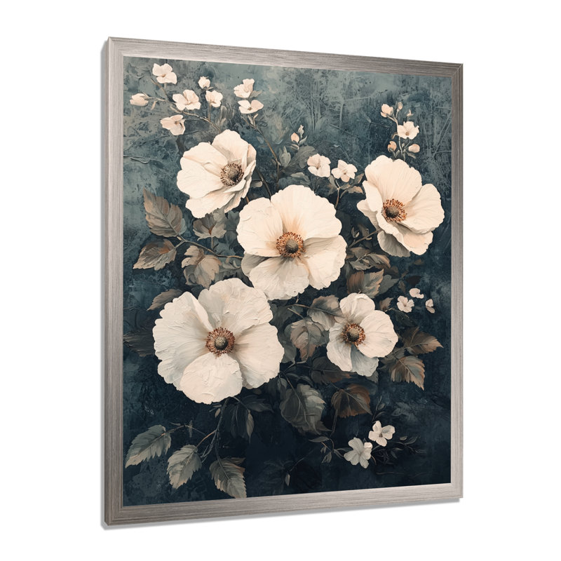 Bayne - impressions murales florales, Argent argent, H 20 po x l 12 po, Picture Framed