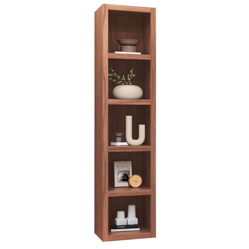 91-in Tall Wooden Bookcase Shelf, Brown, (5 Shelves) 84"H x 18"W x 20"D