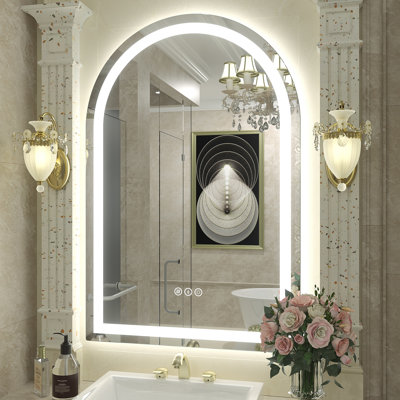 Miroir de salle de bain / de salle de bain en verre trempé anti-buée à DEL certifié UL - Basics by Wayfair ™