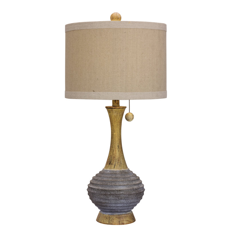 Sela Resin Table Lamp Lamp, Antique Gray/Brown