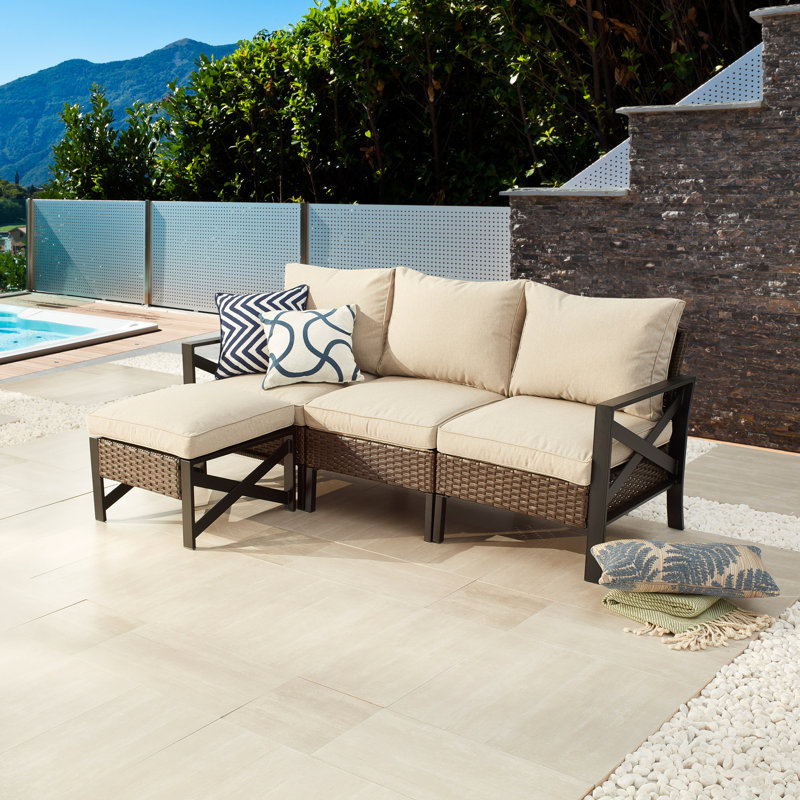 Canapé modulaire de patio avec coussins Ajai