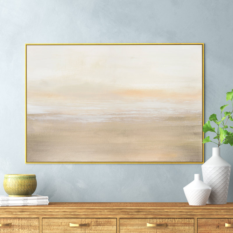 Willadeene Morning Calm - Floater Frame Painting on Canvas, 30" H x 40" W x 2" D, Gold 