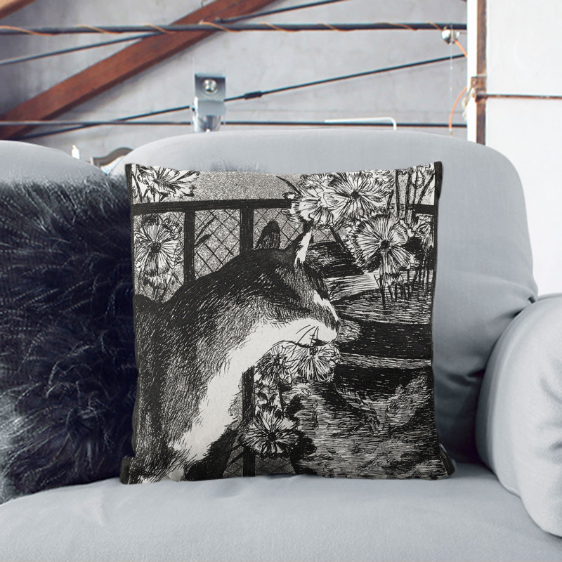 The Cat Scatter Cushion, Black, 40cm H x 40cm W x 15cm D