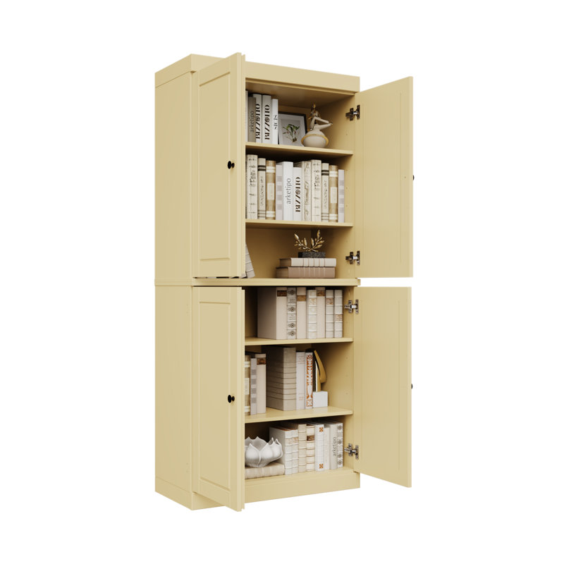 Bibliothèque à 6 tablettes en bois massif l 32 "x H 71,5" Arreana, Jaune