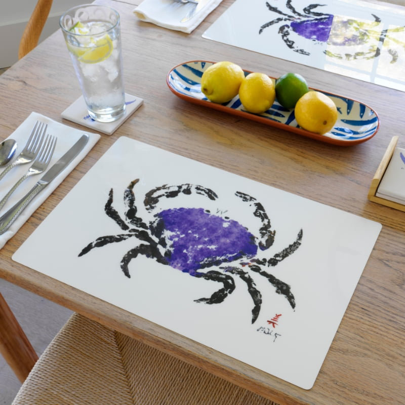 Ensemble de 8 napperons crabe mauve
