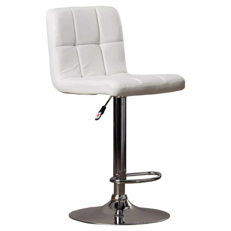 Aishvi Swivel Upholstered Adjustable Height Counter Stool with Metal Frame, White