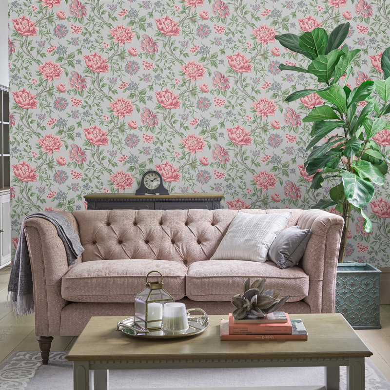 Laura Ashley Tapestry Floral Wallpaper Roll, Slate Grey