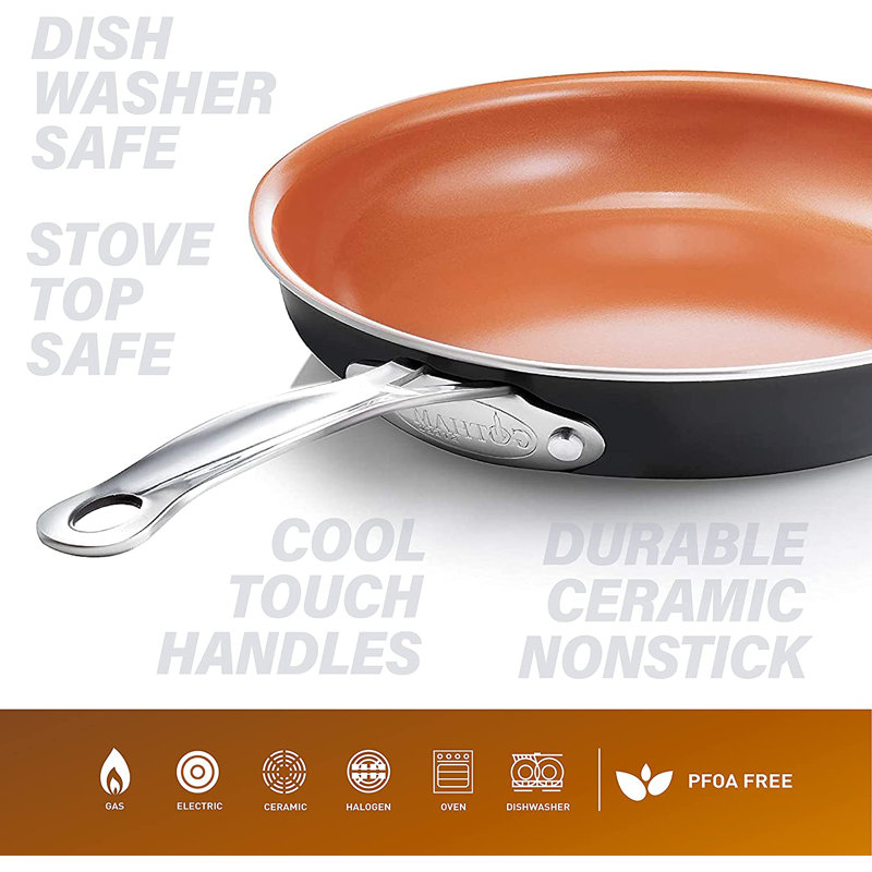 5-Piece Nonstick Aluminum Cookware Set with Copper Finish