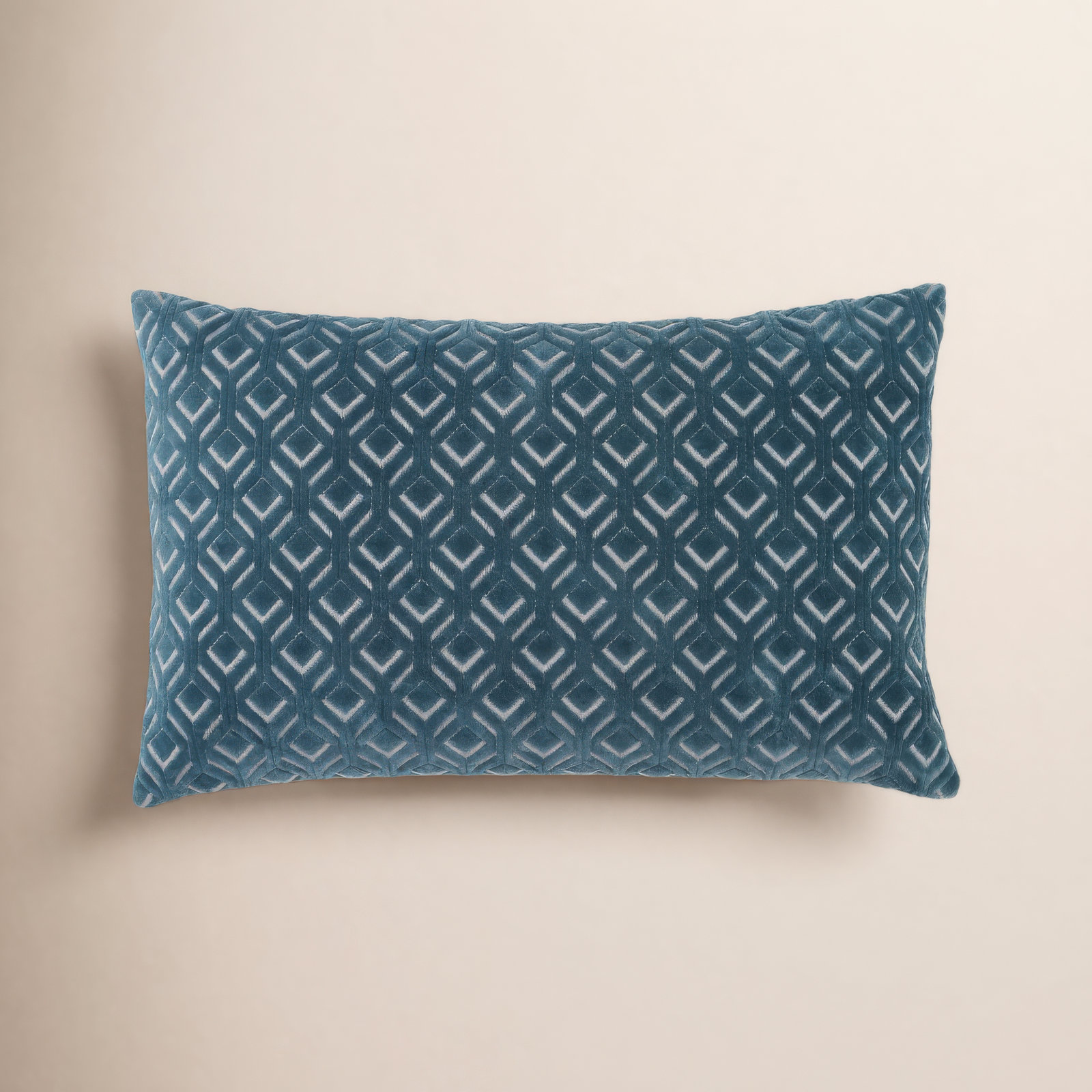 Ryans Embroidered Cotton Lumbar Throw Pillow, Blue/Silver, Pillow Cover Only - No Insert