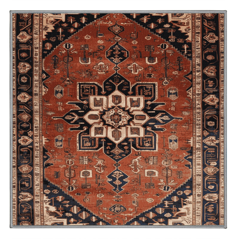 Machine Washable Persian Brown Area Rug, Square 6'