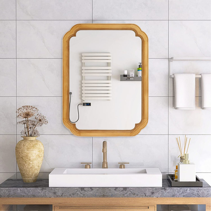 Armoire à miroir murale en bois avec tablettes de rangement, miroir à pharmacie pour salle de bain, salon, vestibule