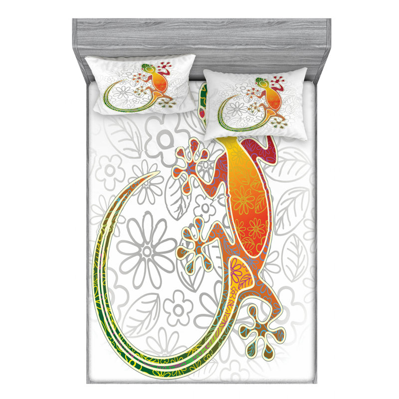 Microfiber Floral Sheet Set, Queen Sheet Set with Fitted Sheet