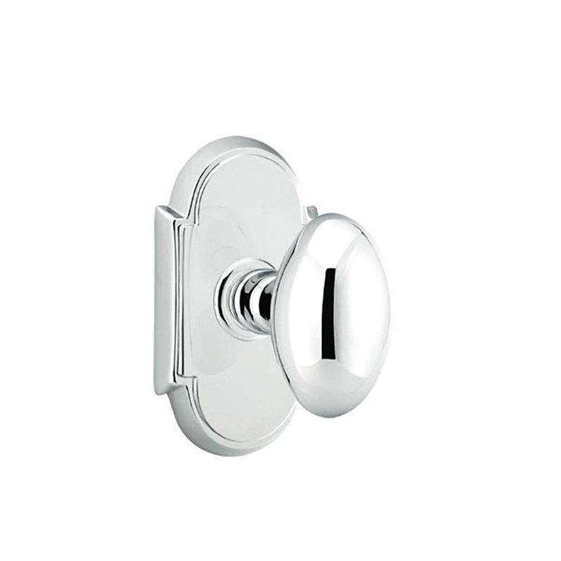 Privacy (Bed & Bath) Egg Knob with # 8 Rose, Polished Chrome