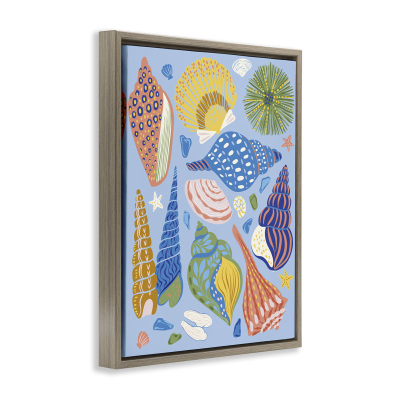  «Summer Fun Seashells» par Arrolynn Weiderhold, Montalcino Elm Floater Frame, H 31 po x l 25 po