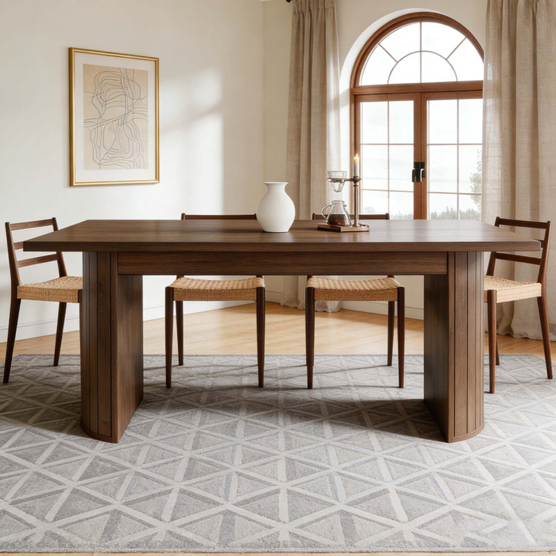 Farmhouse Kitchen Dining Table With Dual Base