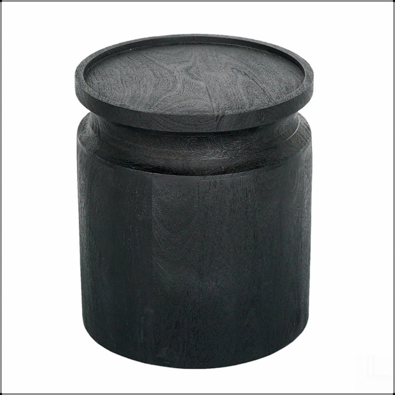 Table d'appoint cylindrique en bois noire D14x16 "
