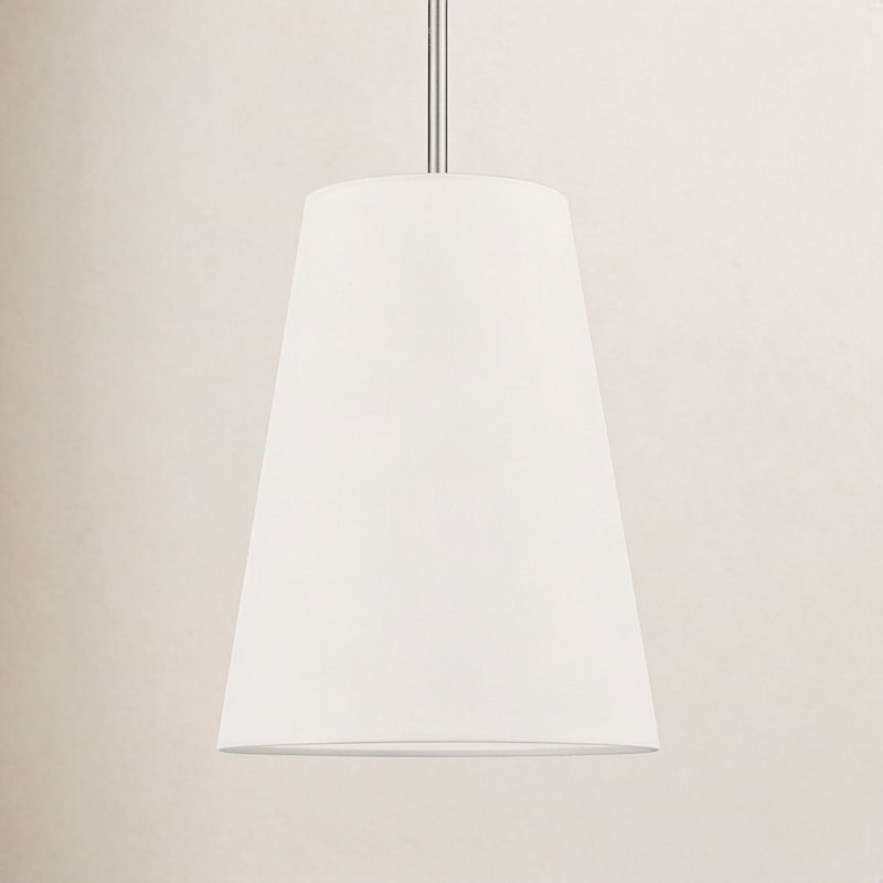 Luminaire suspendu conique à 1 lumière Grove, Blanc, Nickel brossé