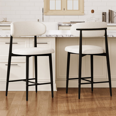 Upholstered Counter Stool with Solid Metal Frame