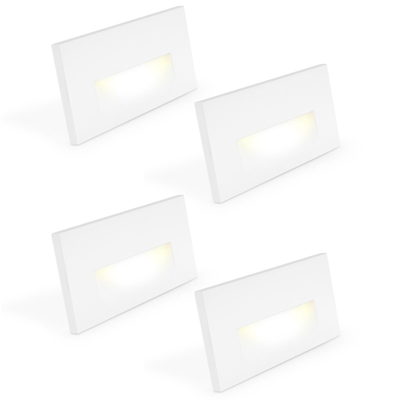 Éclairage de marches à DEL Luxrite, 5CCT, 3W, 150LM, faisceau 90 °, à intensité variable, 120V, étanche IP65, éclairage intérieur / extérieur, calibre humide, paquet de 4 blanc