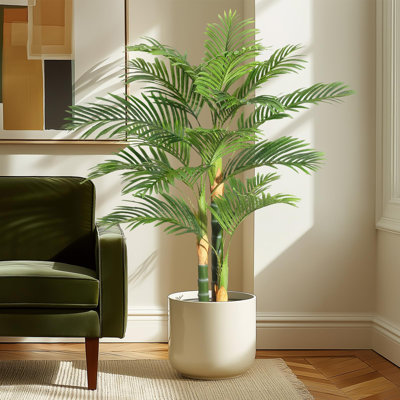 Palmier artificiel doré 5 pi, plante tropicale pré-résistante aux rayons UV