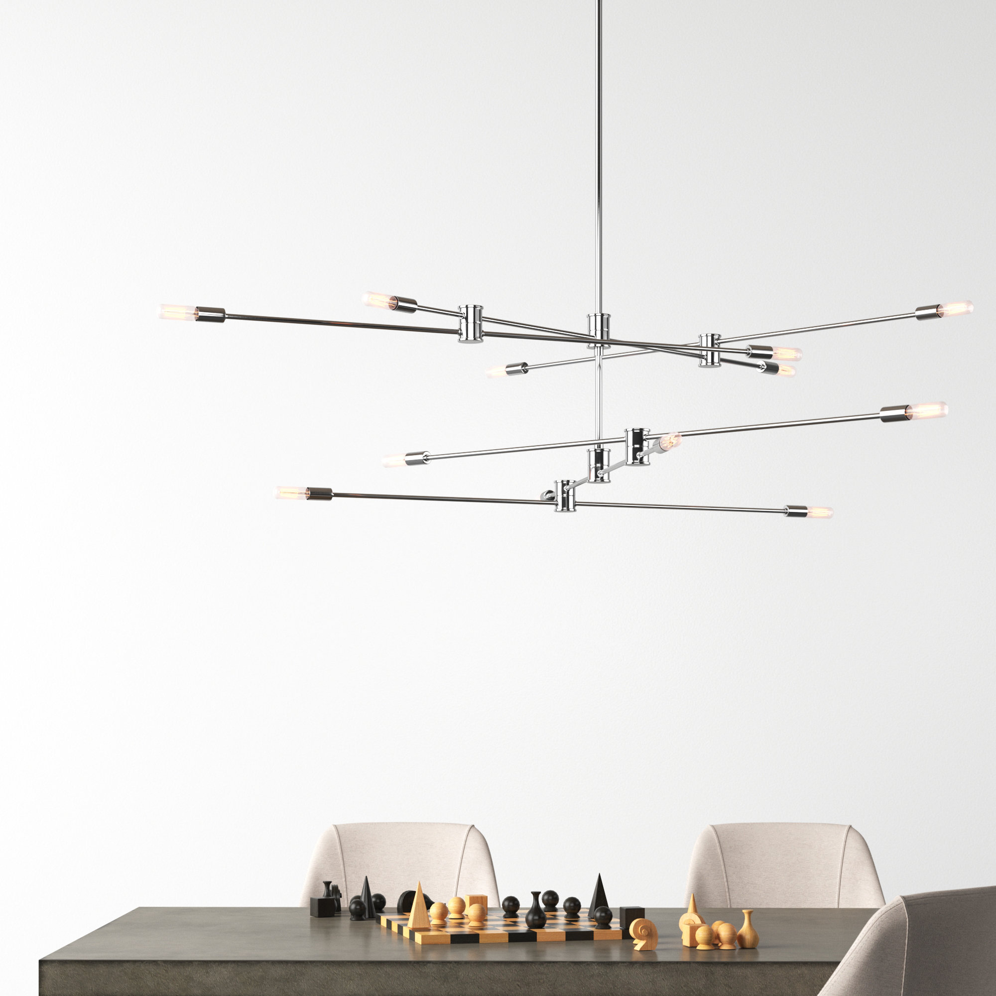 Jordy 12 - Light Sputnik Modern Linear Chandelier - Thumbnail 2