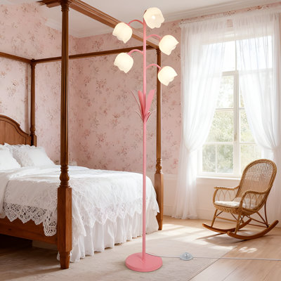 Lampe sur pied moderne avec 5 ampoules DEL, lampe sur pied à col-de-cygne réglable pour le salon, la commode de coin, l'éclairage ambiant et la décoration intérieure