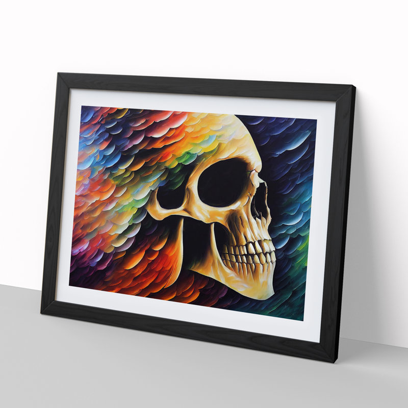 XH1022-7850X Skull In Colour Vol.2 Abstract - Single Picture Frame Print, Black Framed, 25cm H x 34cm W x 2cm D